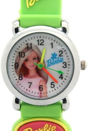 TimerMall Barbie Doll Pattern Quartz Green Kids Watches