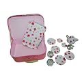 15 tlg. Set Picknick Koffer Metall mit bunten Blumen Geschirr Spiel K�che