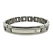 Stainless Steel Men's Bracelet w/ Diamond Accent & Silver Stripe (.08 cttw), 8.75''