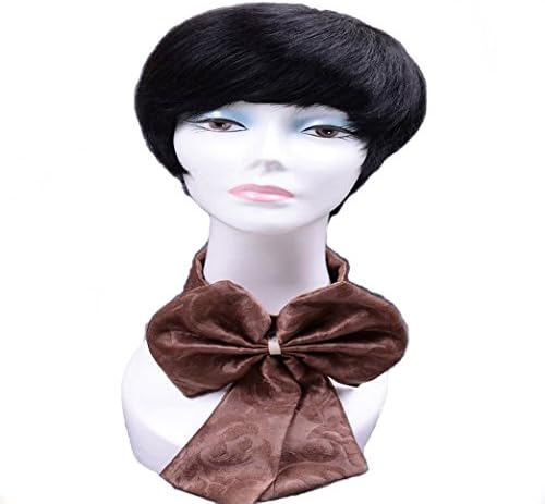 YUSHUO Women's Real Human Hair Short Asymmetric Wigs 5"