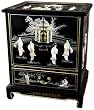 Fine Asian Furniture & D&eacute;cor - 24" Chinese Black Lacquer End Table w/ Mother of Pearl Ladies