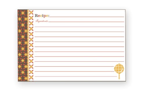 Paula Deen Kitchen Collection, 4 by 6-Inch Recipe Cards, Flower Skillet Pattern, 40 Cards Per Package