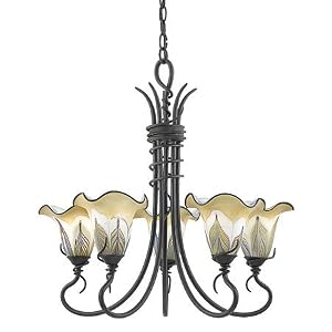 Quoizel Art Glass Picturesque Feather Chandelier by Quoizel