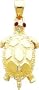 14K Gold Turtle with Ruby Eyes Pendant