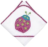 Mullins Square Ladybug Hooded White Towel with Washcloth
