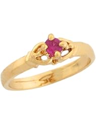 10k Gold Synthetic Ruby Petite Pretty Baby Girls July Birthstone Ring