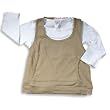 U Go Girl - Girls Cotton Long Sleeve Layered Top, Beige, White