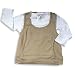 U Go Girl - Girls Cotton Long Sleeve Layered Top, Beige, White