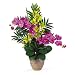 Orchid/Green Double Phal/Dendrobium Silk Flower Arrangement