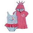 Newborn Girls' Baby Togs Swimsuit with Terry Coverup - Blue/Coral