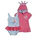 Baby Togs Blue/Coral NBG Swimsuit w/Terry Coverup - 6/9M