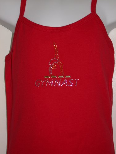 Girls Gymnastics Apparel Red Cami T-Shirt with Gymnast