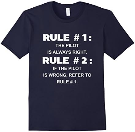 Men's Plane Rules: Pilot Is Always Right Funny Airplane Flying T-Shirt Medium Navy