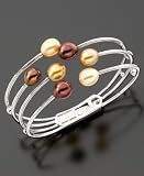 Fresh by Honora Sterling Silver Mixed Chocolate Cultured Freshwater Pearl Oval Bangle Bracelet