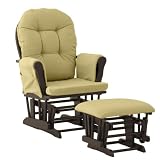 Stork Craft Hoop Glider and Ottoman, Black/Green Chenille