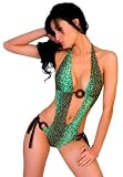 Designer Green Snakeskin Print 1pc Monokini Swimsuit