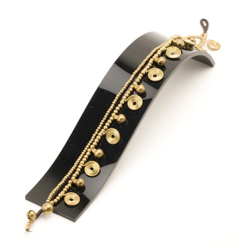 Women's Brass Gold Tone Spiral Bell Bead Ankle Anklet Bracelet, 28 cm