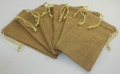 6 Burlapjute Drawstring Pouches