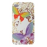 Premium Hard Design Crystal Case Cover for Apple iPhone4, 4th Generation, 4th Gen - White Rainbow Butterfly Print