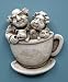 Custom Made – Cast Stone Got Coffee, Grumpy Man & Women With Cat & Dog In Cup – Collectible Plaque – Concrete Indoor/Outdoor Sculpture – Aged Stone Finish
