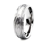 Grooved Hammered Finish Titanium Band 8mm (Sizes 8-13)