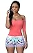 Kearia Womens Sexy Off Shoulder Paisley Print Boho Beach Shorts Rompers Jumpsuit