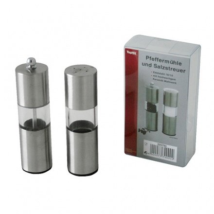 Axentia 225793 Pfefferm&uuml;hle und Salzstreuer Set 14 cm, edelstahl