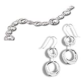2 Polished Round Rings Earrings on French Wire and 7 Small/Large Cut Out Circle Bracelet