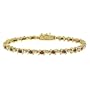 18k Gold Plated Sterling Silver Garnet "S" Bar Tennis Bracelet with Diamond-Accent, 7.25"