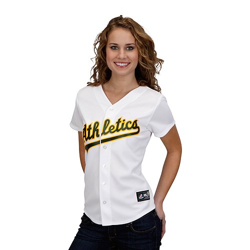 MLB Women's Oakland Athletics Cooperstown RC Synthetic Replica Jersey,White, Medium
