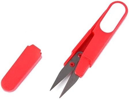Fishing Scissors Plastic Handle Capped Portable Fishing Line Cutter Scissors Cord Sewing Fishing Tackle Tools-Red
