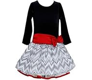 Girls Cap Sleeves Chevron Print Dots Print Satin Empire   Waistline  Dress With a Ribbon 