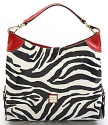 Dooney Bourke Medium Zebra Shoulder Sac Bag Red Trim