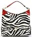 Dooney Bourke Medium Zebra Shoulder Sac Bag Red Trim