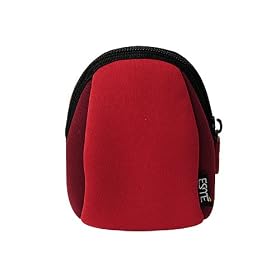 Neoprene Rugged Camera Case with Detachable Shoulder Strap and Key Ring (Red) for the Sony Cyber-shot DSC-T90 12.1MP Digital