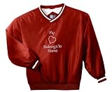 Personalized custom embroidered large Valentines Day My Heart Belongs To design on nylon windshirt