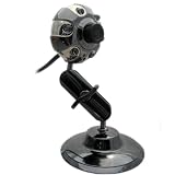 Kinobo USB Webcam 6.0 Megapixels with Metal Stand for Xp/Vista/Windows 7/Skype + Mic & LED lightsby Kinobo