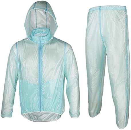 Jagger Unisex Hooded Portable Ultra-Thin Tops Pants Rainwear Raincoat Suits XXXL Blue