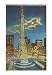 Moon over War Memorial, Indianapolis, Indiana Architecture Art Poster Print, 13x18