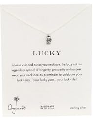 Dogeared Reminder "Lucky" Sterling Silver Cat Pendant Necklace
