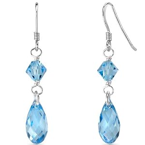 Ice Queen: Ice Blue Sterling Silver Swarovski Crystals and Dangle Drop Earrings Free Shipping