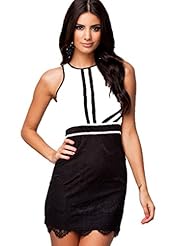 Sexy Summer Round Neck Sleeveless Lace Vintage Fitted Polyester Party Dress 