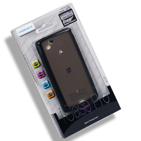 [Momax Product] Brand New Black Edge+Transparent Black Back Icase Pro PC+TPU Back Case Cover Guard Protective Protector Skin Shell+Anti-Glare Screen Protector Replace Replacement For Sony Ericsson Xperia Arc S