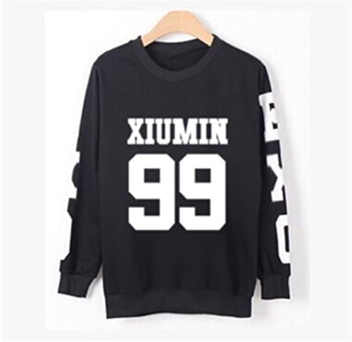 EXO Gayo Daejun Daejeon Coat Sweater Kai Kris Luhan Hoody Pullover Kris Luhan sweatershirt (Xiumin Black, M)