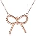 Amazon Collection 14k Rose Gold Plated Sterling Silver Twisted Ribbon Bow Necklace, 18