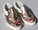 Ed Hardy Gold Cobra Women's Metallic Leather Deck Sneakers