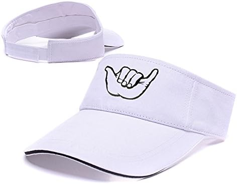 YUDUODUO Hang Loose Shaka Brah Small Surfing Adjustable Visor Cap Embroidery Sun Hat Sports Visors White