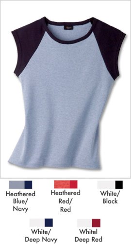 Click here to buy Hanes SL20 Ladies Hanes Raglan Cap Sleeve Tee.
