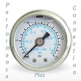Liquid Filled White Dual Scale 15 PSI Fuel Pressure Gauge 1.5