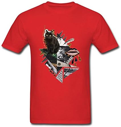 ol2yeb Men's Cat Collage Stickers T-shirt Red XXL